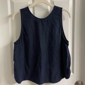 Bar Back Cropped Shell Top in Navy by Loft, size Small.